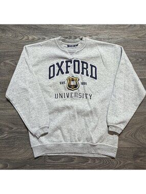 Oxford University Crewneck Sweatshirt Large Official Gray Fleece Pullover Preppy
